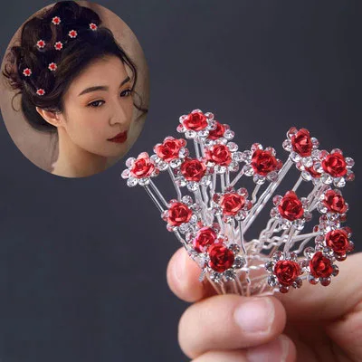 10 шт./лот женский свадебный Кристальный цветок/украшение на свадьбу заколка для