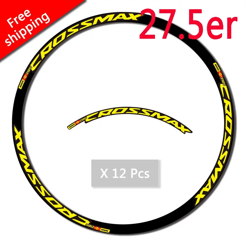 27.5 inch Yellow CROSSMAX углеродный обод велосипеда наклейка 26 27,5 29er велосипедные аксессуары MTB DH гоночный велосипед наклейка водонепроницаемый солнцезащитный крем - Color: 27.5 inch Yellow