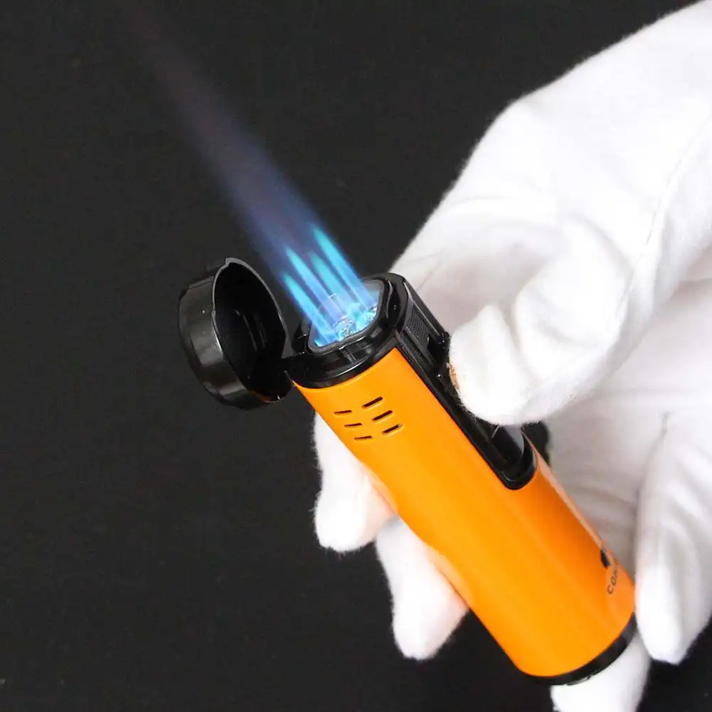 Инструмент для сигар COHIBA Металлическая лампа-зажигалка ветрозащитная 4 пламени