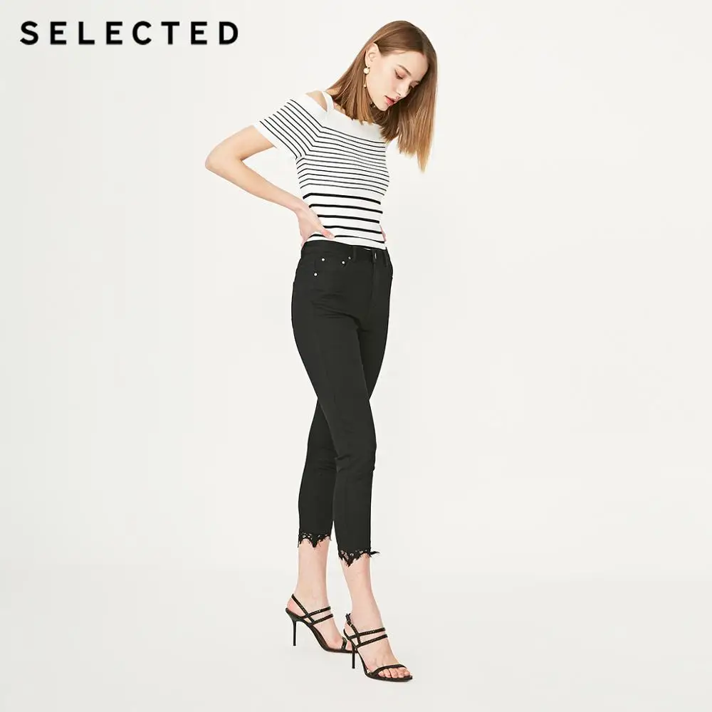 Женские вязаные топы в полоску с вырезом лодочкой и бретельками | 419224506 Женская