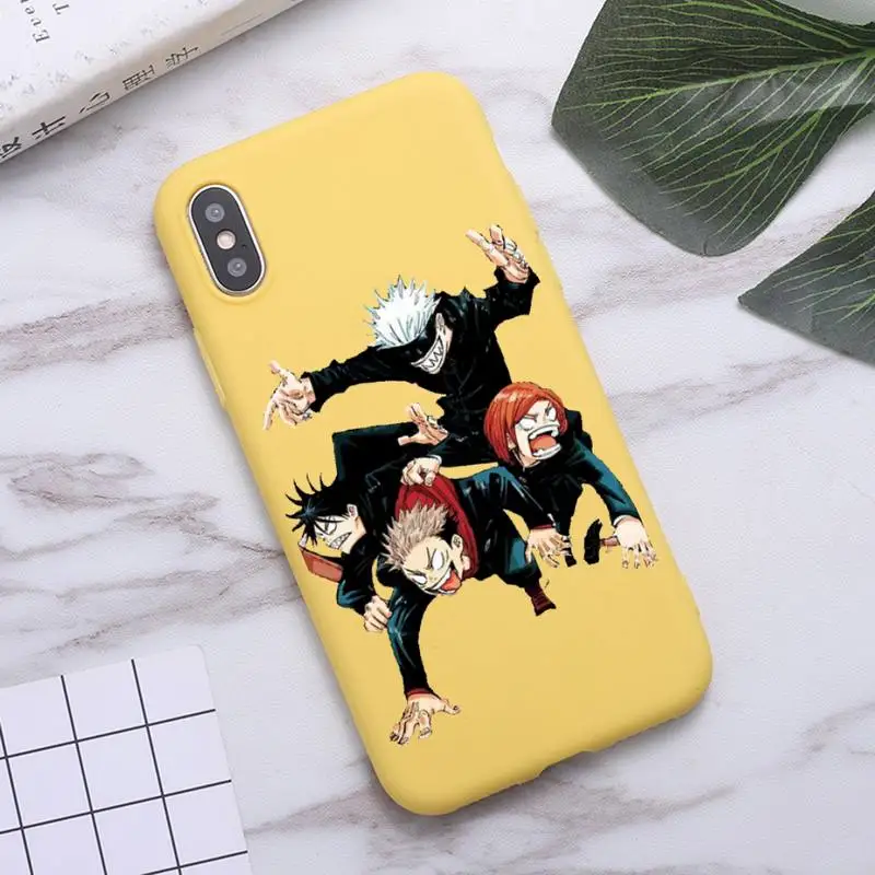 

Jujutsu Kaisen Anime Yuji Itadori Phone Case Candy Color for iPhone 6 7 8 11 12 s mini pro X XS XR MAX Plus