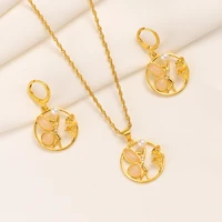 bangrui 2021 elegant gold color cute fairy pendant necklace drop earrings fashion jewelry sets african jewelry gifts