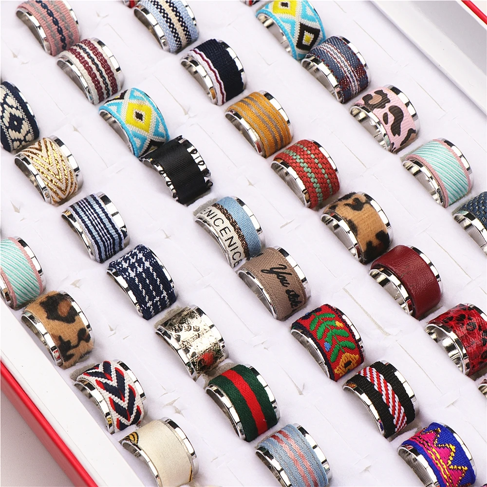 

Wholesale Lots Bulk 20pcs Bohemia Metal Cotton Rope Adjustable Jewelry Rings For Men Women Mix Style