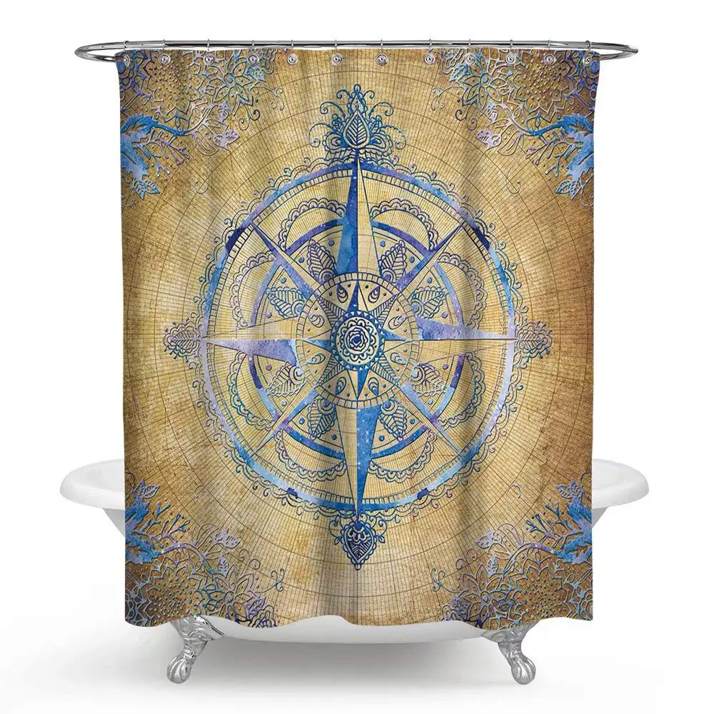 

Blue Vintage Compass Shower Curtains Colorful Art