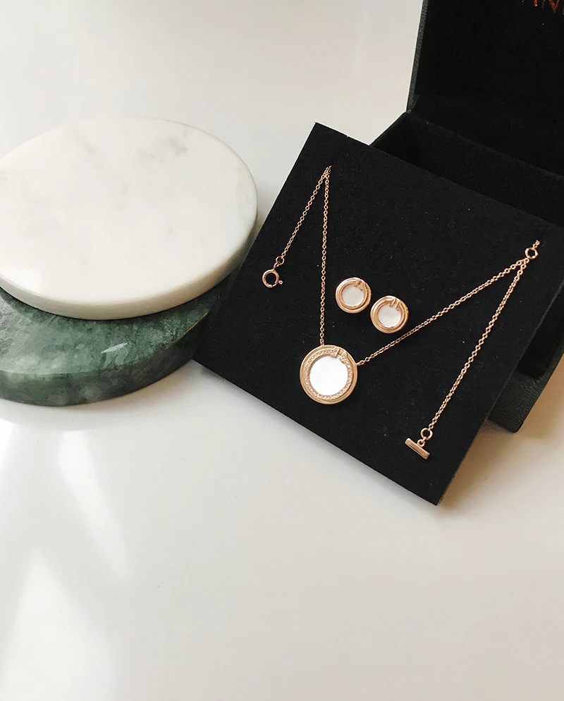 

Популярные брендовые 925 стерлингового серебра для женщин перламутровые Свадебные улыбка ювелирный набор, колье и сережек с голубыми летний...