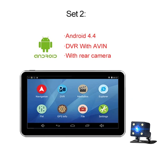 with rear camera Anfilite 7 дюймов емкостный Android четырехъядерный DDR 512M 16GB Автомобильный видеорегистратор с gps Навигатором видеорегистратор две камеры 1080P грузовик запись - Название цвета: with rear camera