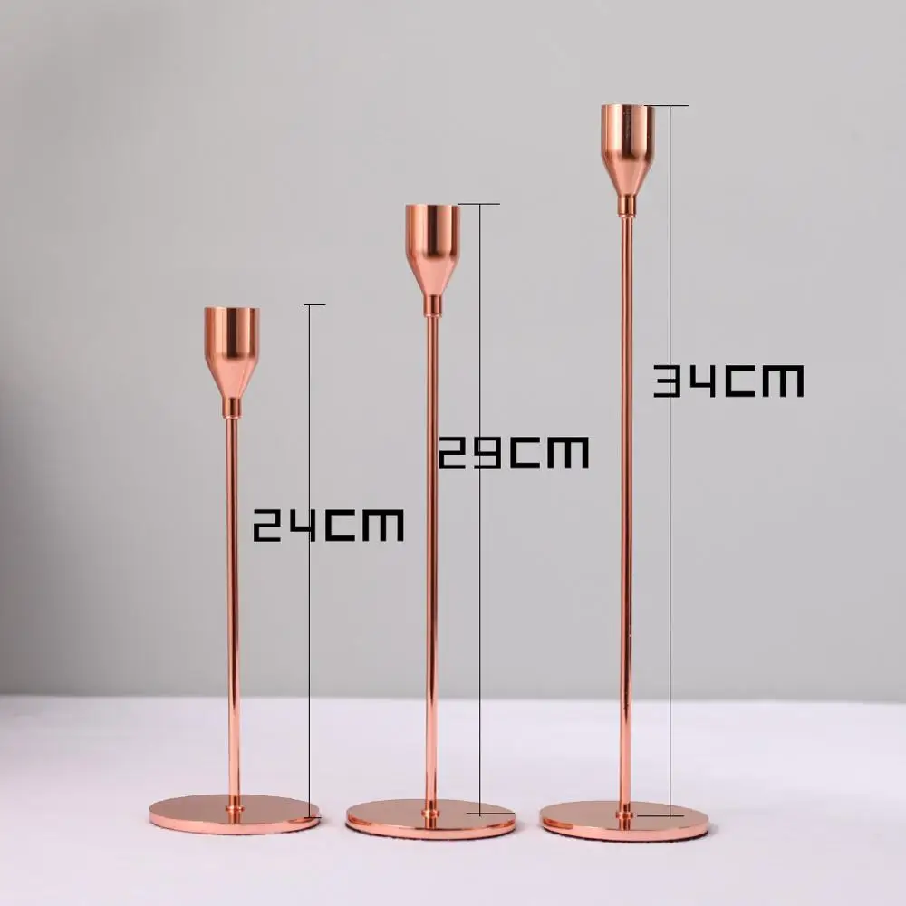 3pcs rose gold 1 шт. Креативные Свадебные подсвечники, вечерние подсвечники для дома, гостиной, 4 цвета - Цвет: 3pcs rose gold