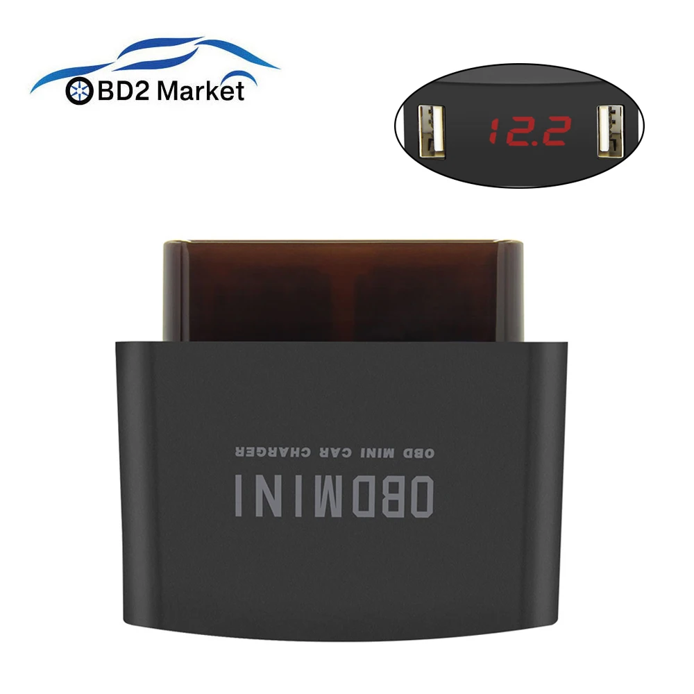 OBD2 автомобиля Зарядное устройство прочного АБС-пластика с OBD двойное мини-usb-зарядное Зарядное устройство гнездо для детей возрастом от 12/24V гнездо автомобильного зарядного устройства obd2 интерфейс аксессуары Горячая Распродажа