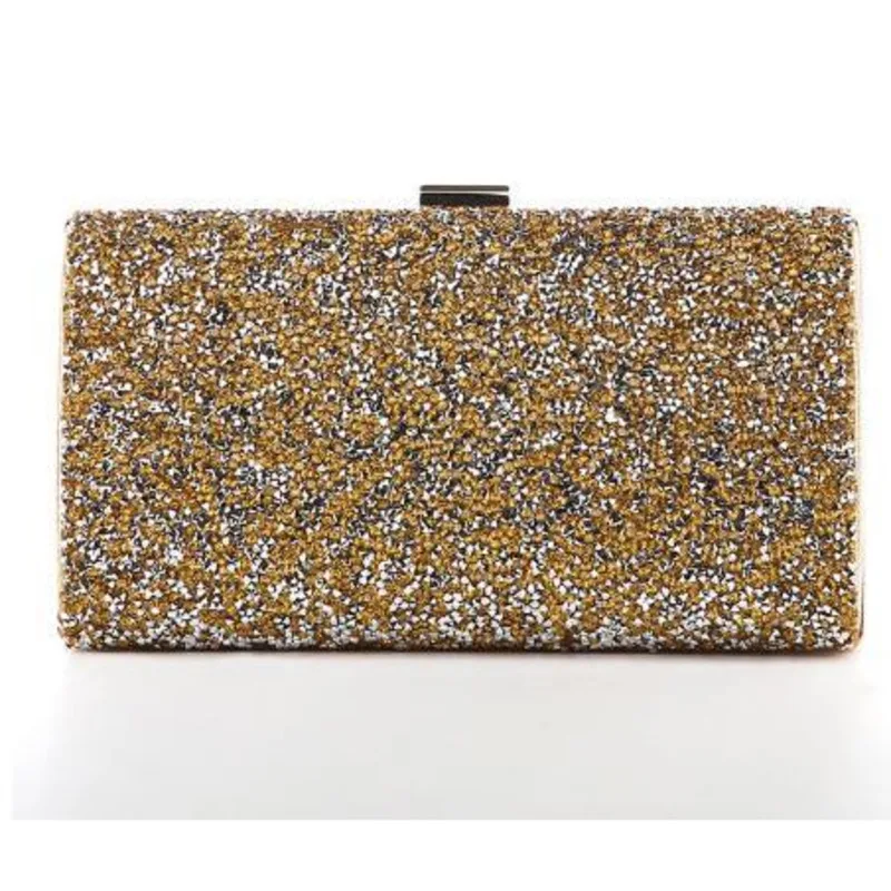 

Women Evening Clutch Bag Diamond Sequin Wedding Purse and Handbag Party Banquet Black Gold Silver Two Chain Shoulder Bag