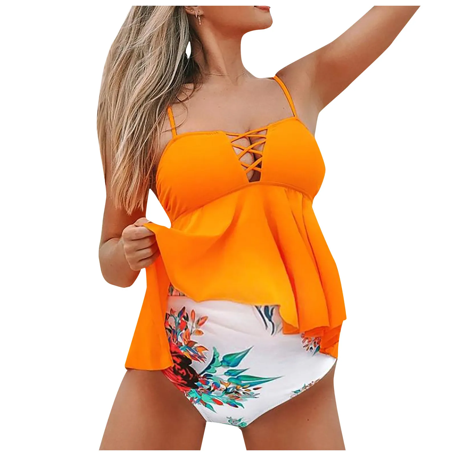 Для женщин по беременности и родам Tankini печати для беременных из двух частей