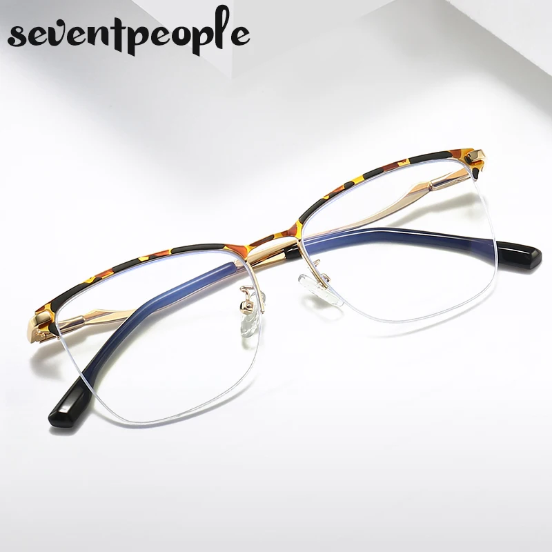

Anti Blue Light Computer Glasses Women Optical Myopia Prescription Spectacle For Men Semi-Rimless Square Eyeglasses Frame Unisex