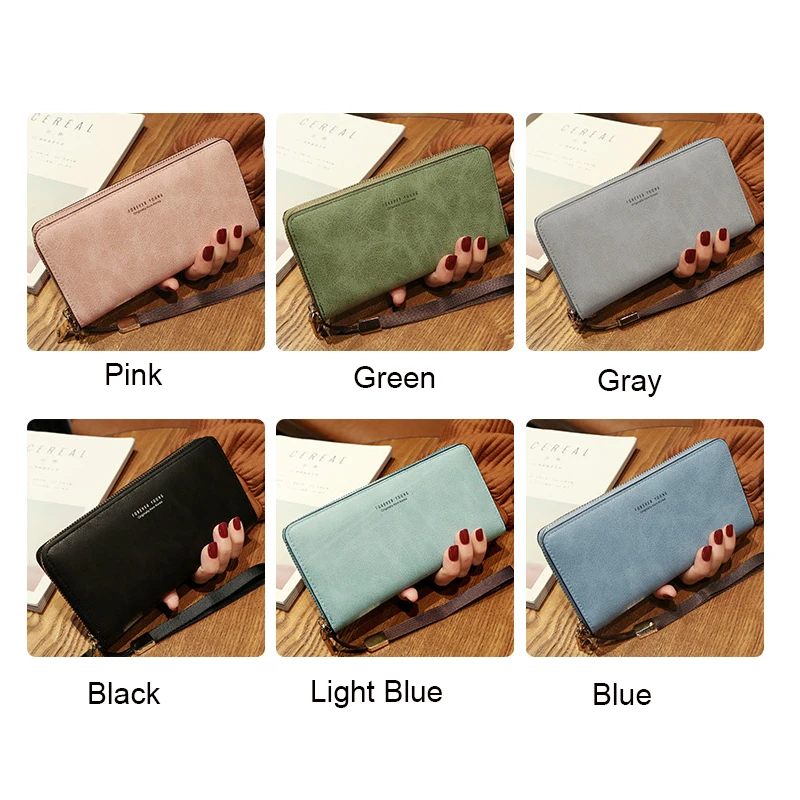 RFID Blocking Women Wallet Long Lady Leather Purse Female Zipper Coin Holder Wallets
