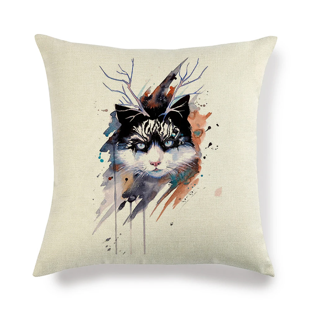 Lychee DIY чехол для подушки с изображением головы животного разноцветный льняной