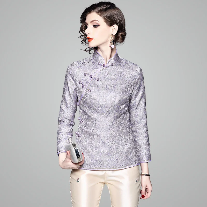 Женская хлопковая куртка в китайском стиле новинка весны 2020 жаккардовые куртки с