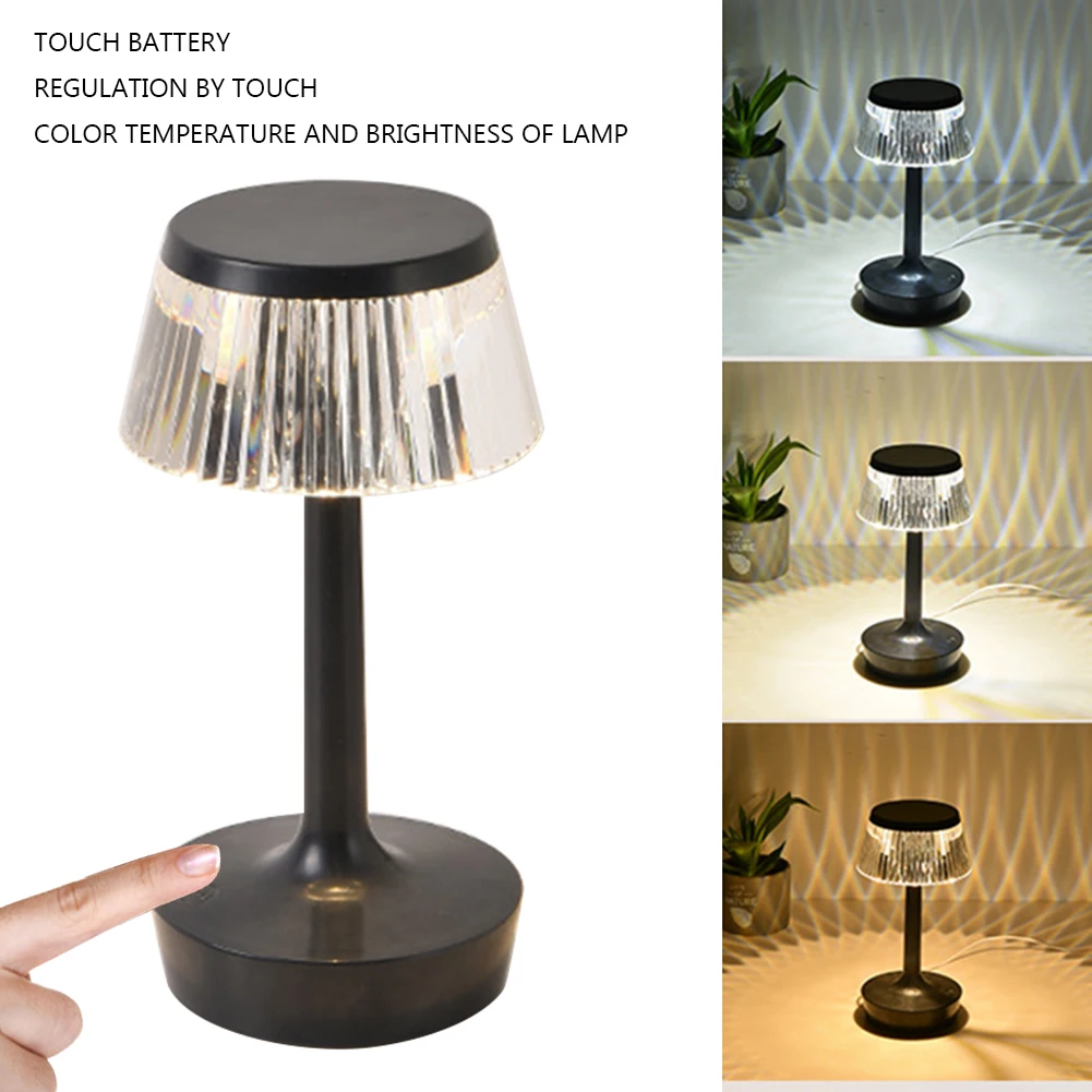 

LED Crystal Projection Desk Lamp Battery Operated Touch Sensor Bedside Restaurant Bar Acrylic Romantic Night Light Lighting