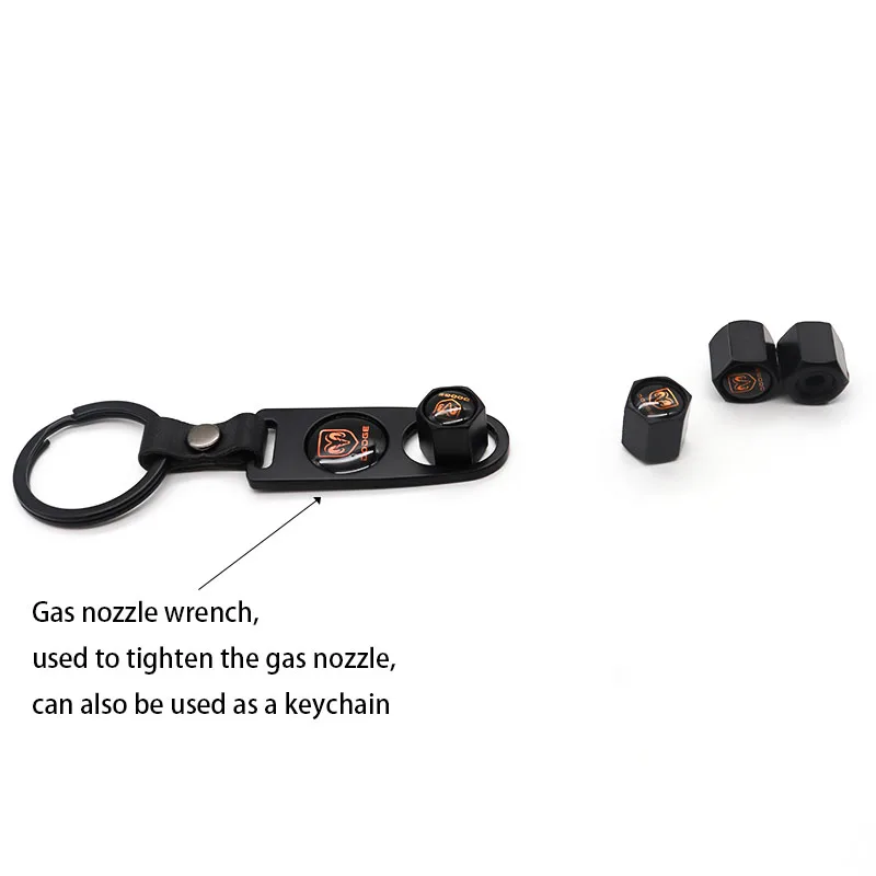 

Car parts 4 car tire valve caps car dust caps and small wrenches can be used as key rings at the same time suitable for DODGE-