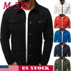 Мужская джинсовая куртка, Классическая однотонная куртка в западном стиле, с карманами, с длинным рукавом, приталенная верхняя одежда, верхняя одежда, Великобритания