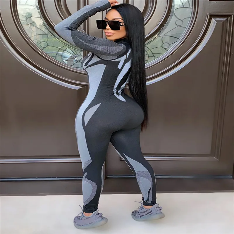 

Prettyshe 2021 New Spring Women Slim Sexy Yoga Sports Long Sleeve Jumpsuit Sexy Club Outfits Clubwear One Piece Outfit Rompers