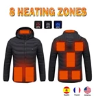 Куртка с подогревом 8 областей для мужчин и женщин, зимние уличные куртки с электроподогревом и USB, теплое Спортивное теплое пальто, одежда, жилет с подогревом