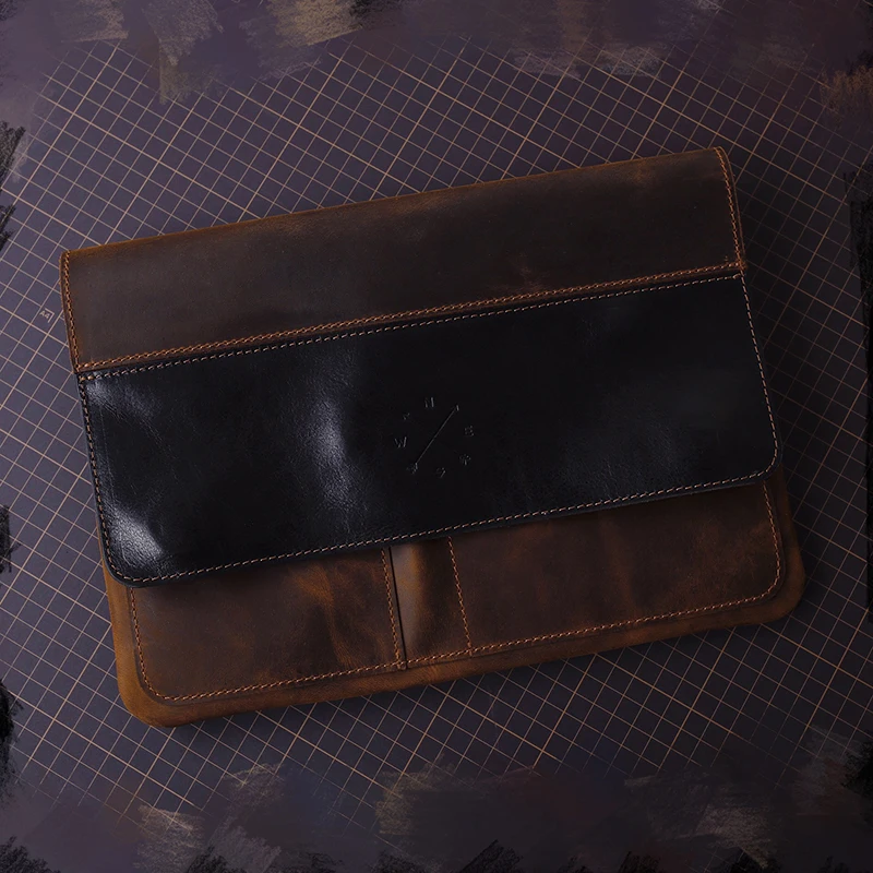 New Design Vintage Handmade Genuine Leather Large Capacity Business Bag Fashion Men's bag leather Laptop bag For Mac12