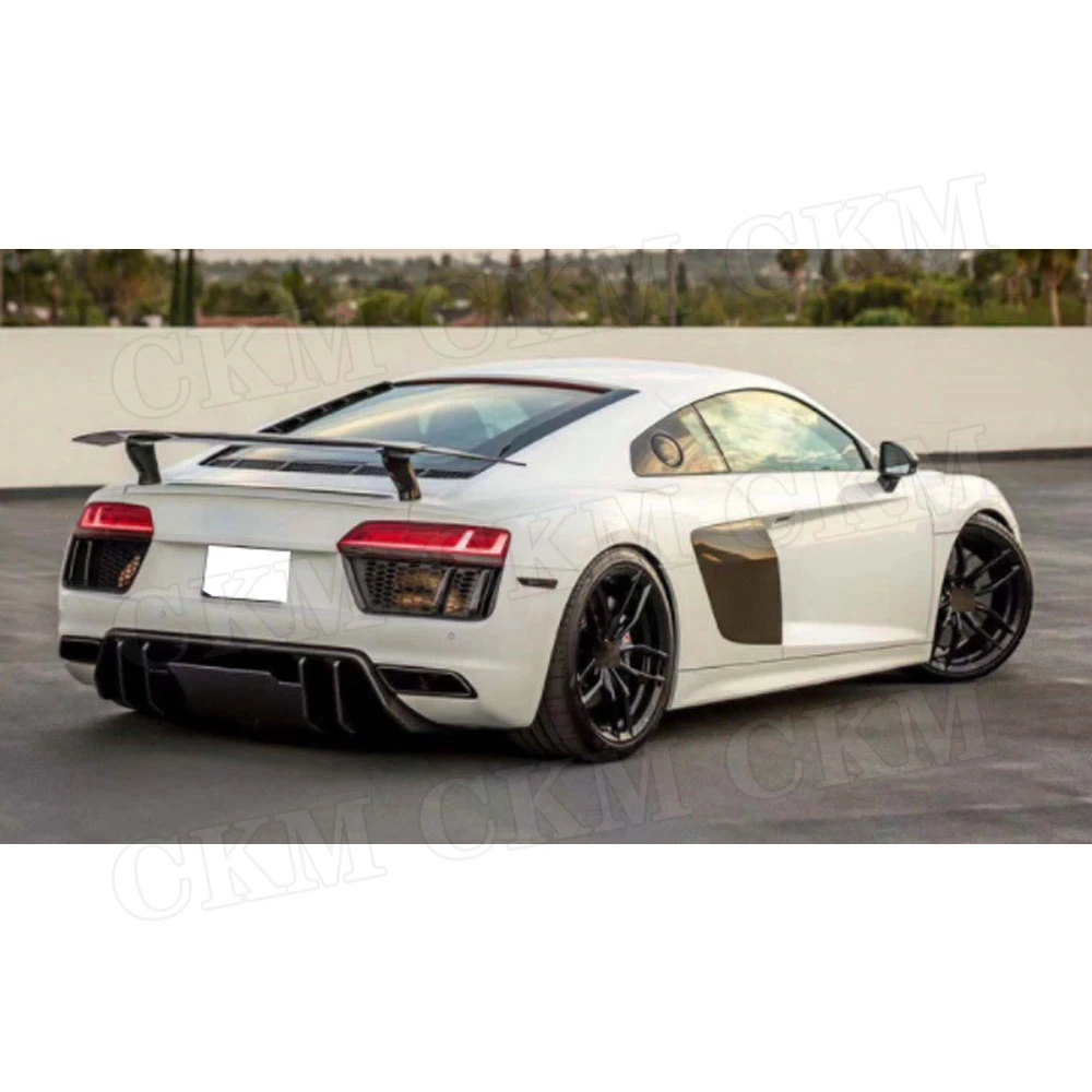 Углеродного волокна диффузор, губа на задний бампер спойлер для Audi R8 V8 V10- стайлинга автомобилей