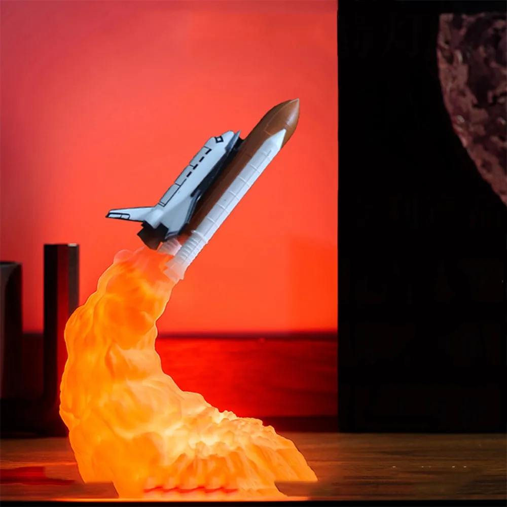 1pc 3D Printing Rocket Light Lunar Space Shuttle Smart Home Night New Exotic Table Lamp | Дом и сад