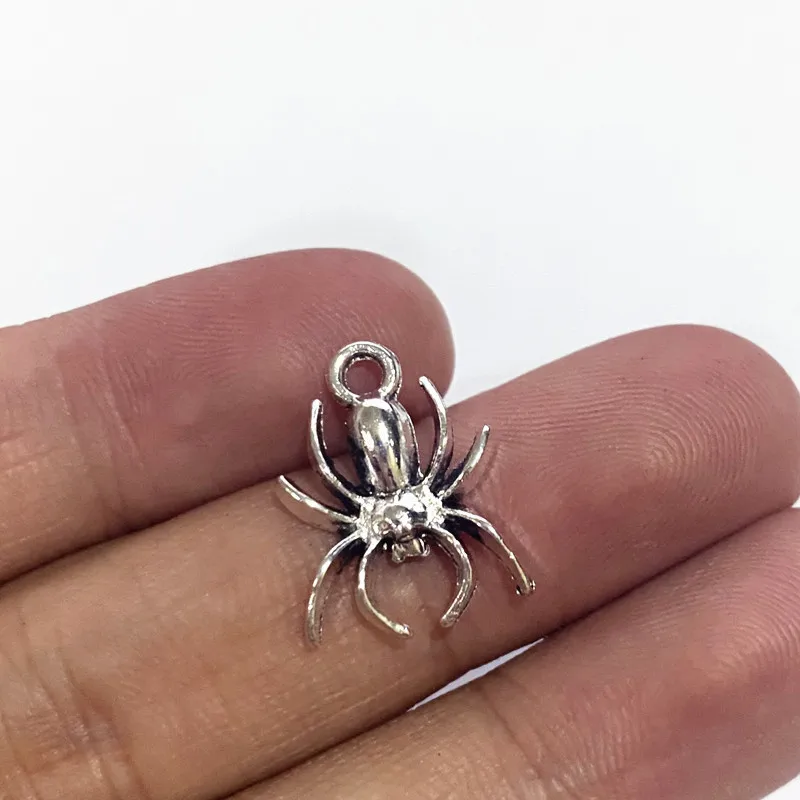 

13x18mm 10pcs Antique Silver Plated Spider Handmade Charms Pendant:DIY for bracelet necklace