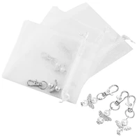 10 60pcs Creative Keychains Set Wedding Party Mesh Storage Pouch Key Rings Angel Wing Pendant Hanging Tag Cards Key Holder Gift