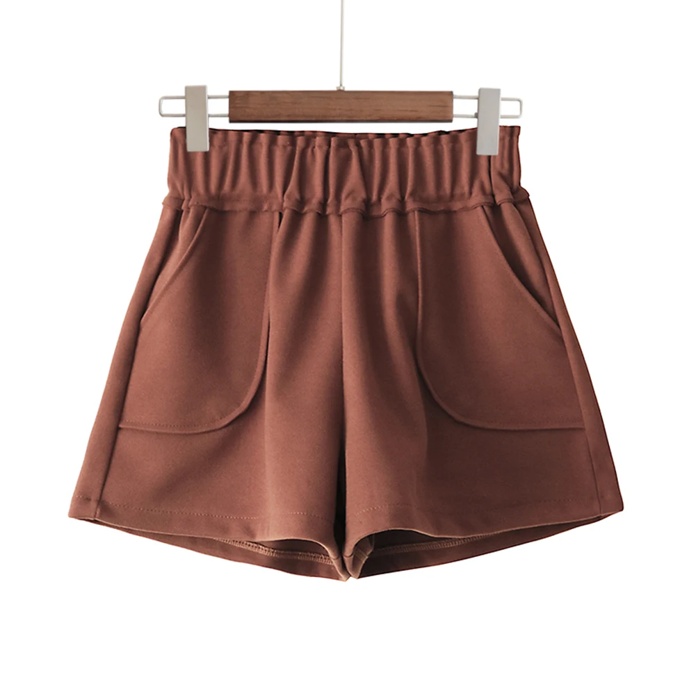 

Women Casual Loose High Waist Shorts Autumn Winter With Side Pockets Short Pants Elastic Straight Booty Shorts With Pockets #40