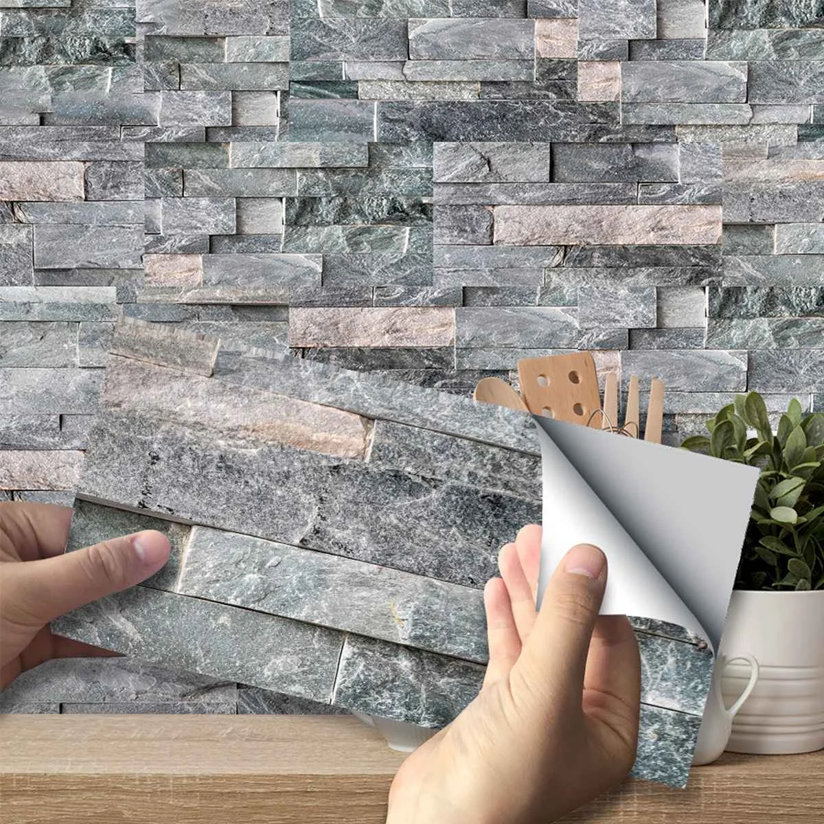 

9/27/54PCS Modern Wall Sticker Imitation Marbling PVC Self-adhesive Wall Tile Stickers Kitchen Bathroom Living Room Decoration