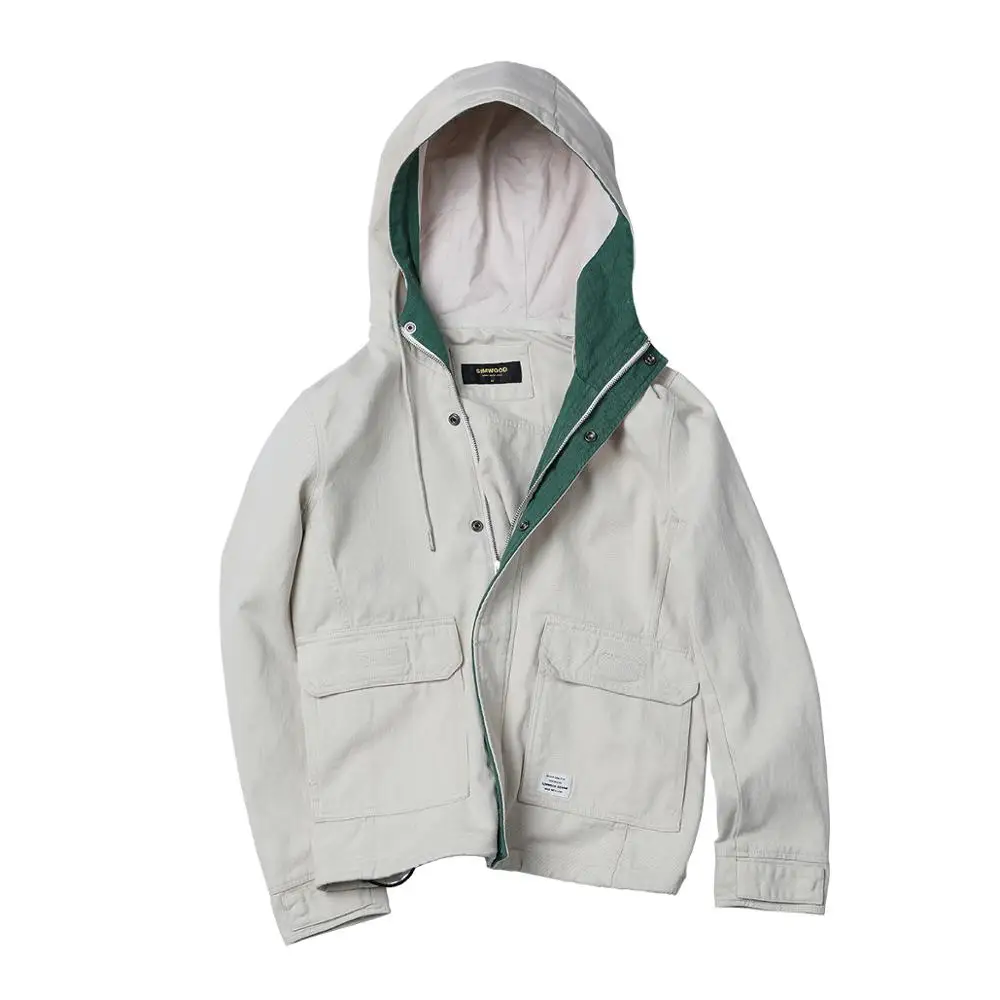 Мужская куртка SIMWOOD повседневная из 100% хлопка с карманами весенняя 190092|Мужские