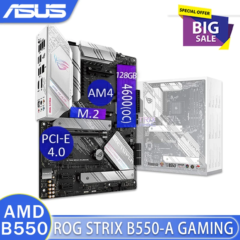 Игровая материнская плата Asus ROG STRIX B550 A AMD AM4 Zen 3 Ryzen 5000 и го поколения игровая PCIe 4 0