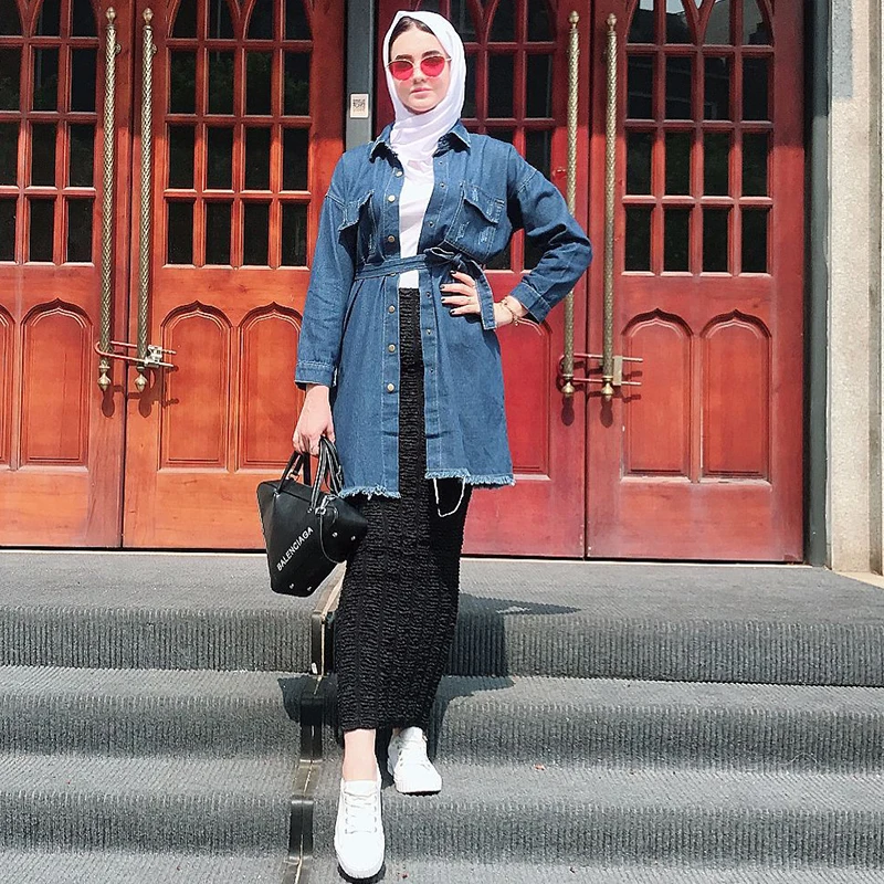 Женское джинсовое пальто Siskakia однобортная однотонная Верхняя одежда со