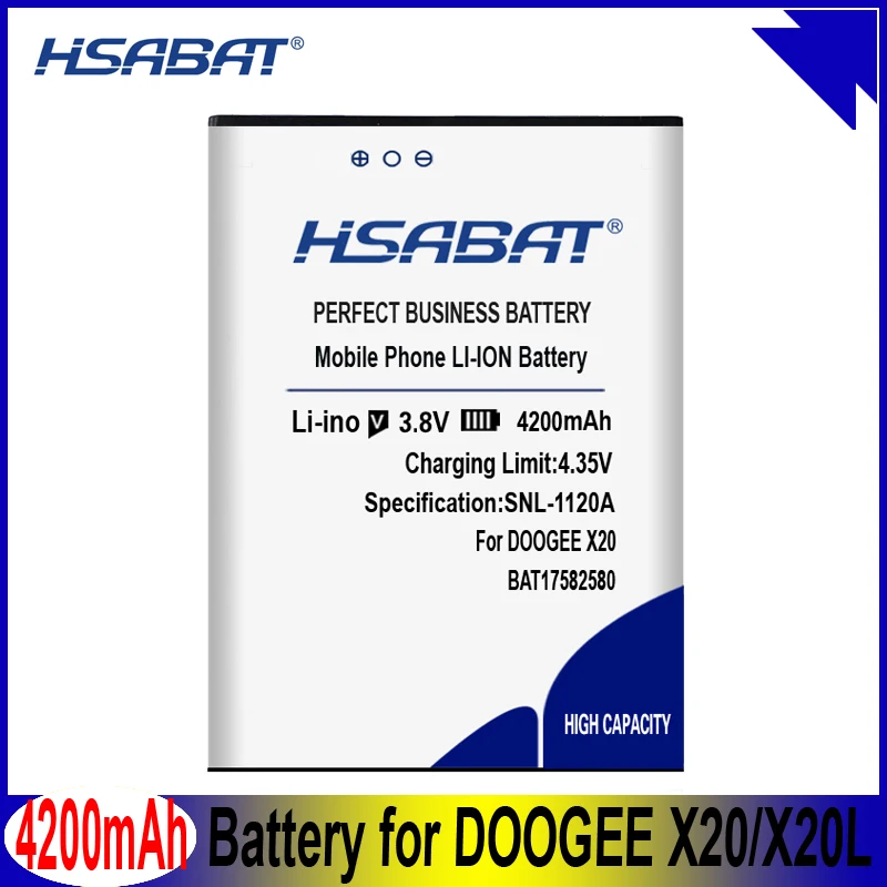 Аккумулятор HSABAT 4200 мАч BAT17582580 Для DOOGEE X20 X20L Сменные аксессуары