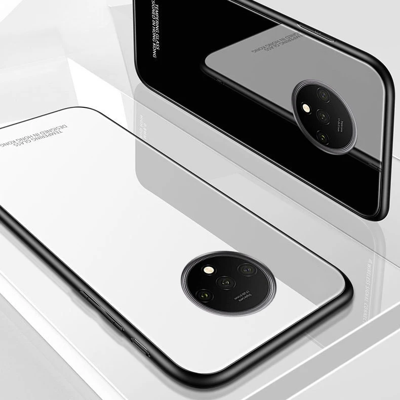 Для OnePlus 7T чехол Роскошный Жесткий закаленное Стекло защитный на заднюю панель