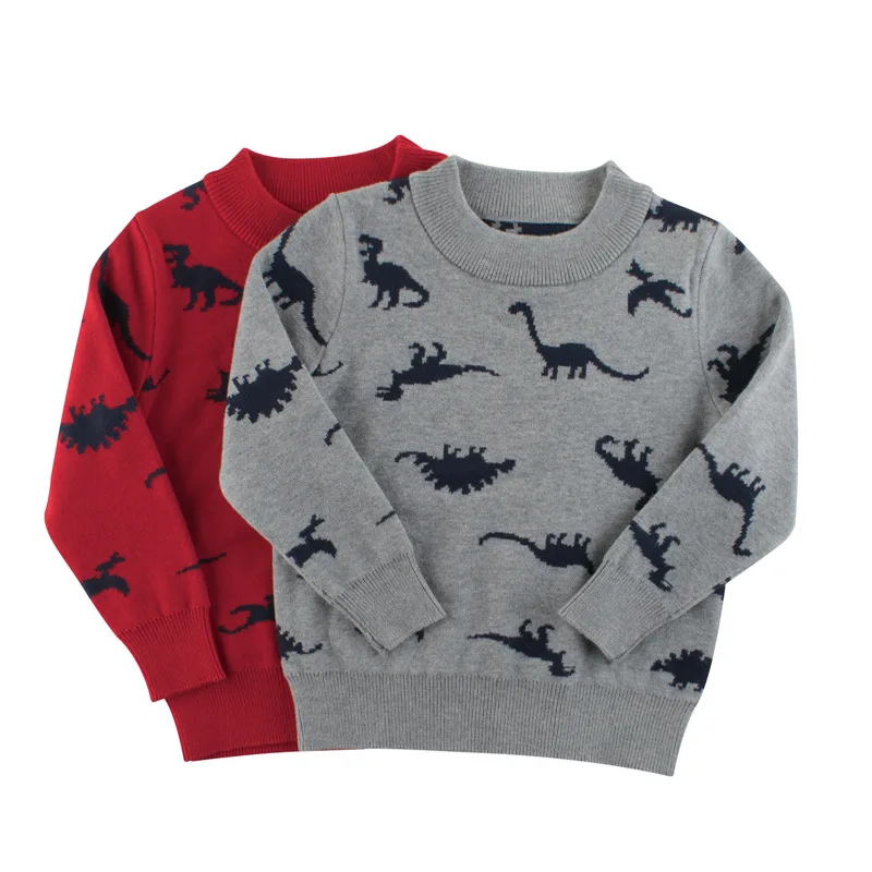 

Winter Baby Boys Sweater Kids Warm Clothes Toddler Boy Dinosaur Printed Wool Pullovers Cotton Knitwear Children Teen Tops Coat