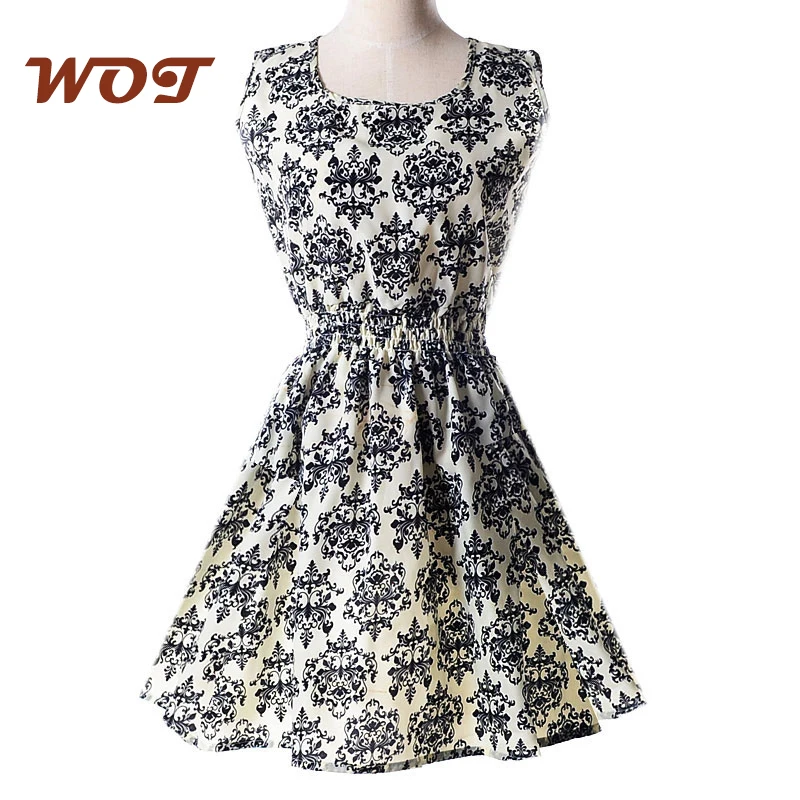 

2021 Hot Sale Sleeveless Vest Print Short Skirt Female Floral Chiffon Dress