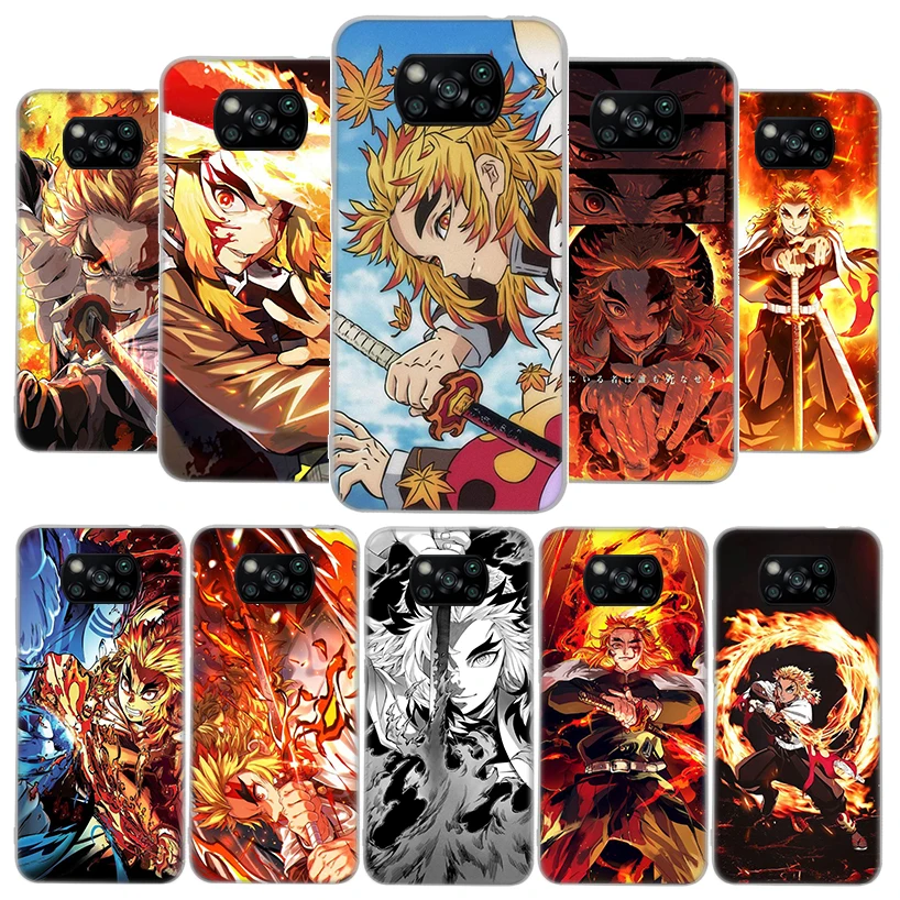 demon slayer rengoku kyoujurou cover phone case for xiaomi mi note 10 poco m4 m3 m2 x3 pro x4 nfc f3 f2 f1 a3 a2 lite a1 cc9e gt free global shipping