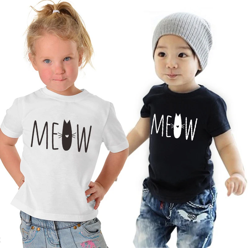 Детская футболка Kawayi милый с кошками животными Рубашка короткими рукавами