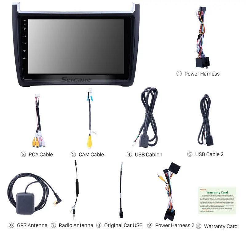 Автомагнитола Seicane 2DIN 9 дюймов Android 10 0 для 2012 2013 2014 2015 Volkswagen Polo Bluetooth GPS-навигация