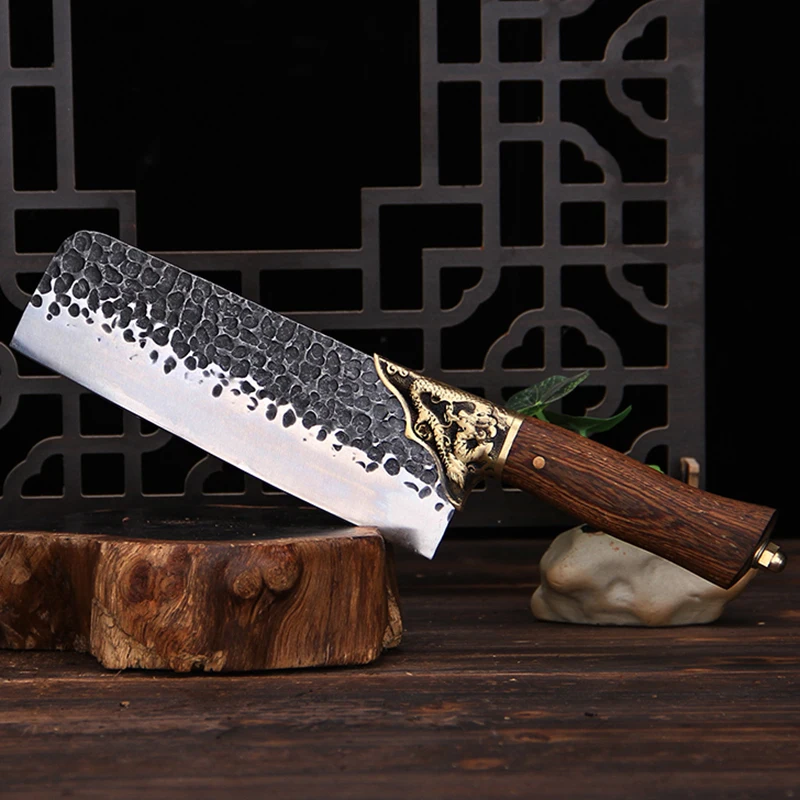 

New 8 Inch Nakiri Knife Handmade Forged Steel Longquan Kitchen Knife Sharp Slicing Cleaver Female Knives Meat And Poultry Tools