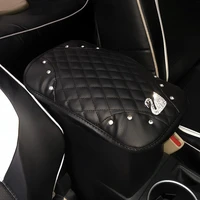 bling bling universal car center console cover pad car armrest seat box cover leather auto armrest cover