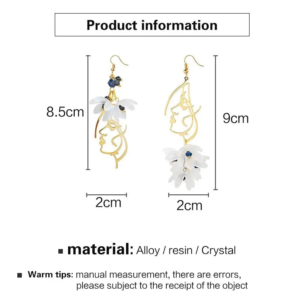 

Fashion Tassel Asymmetric Long Earrings Female Face Flower Creative Wild Gifts Fairy Fresh Party Birthday Super Petals Smal E9I3