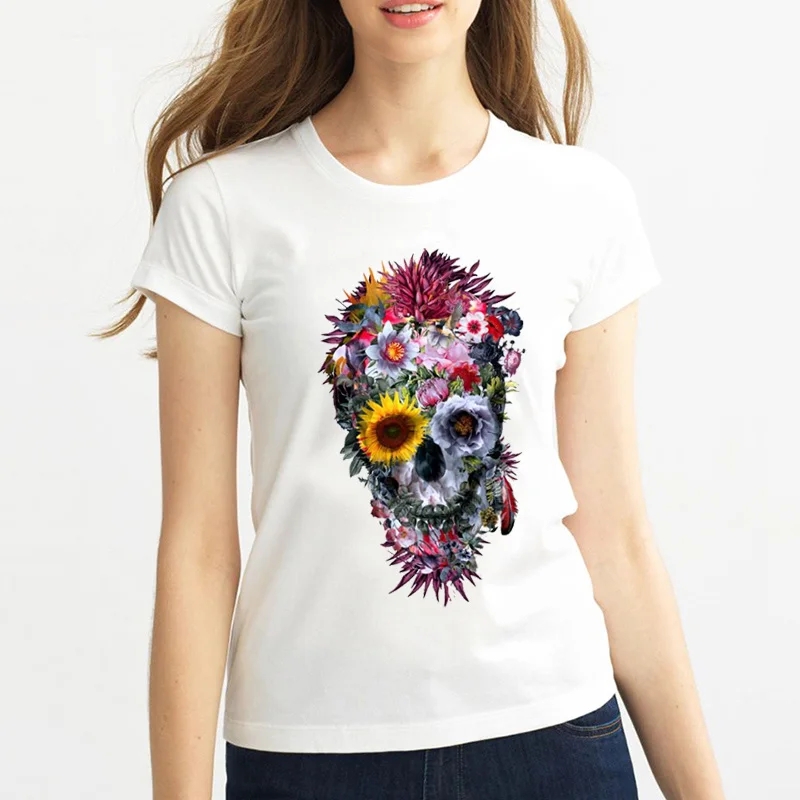 Черепа вуду футболки для девочек модное платье с цветочным узором принтом черепа
