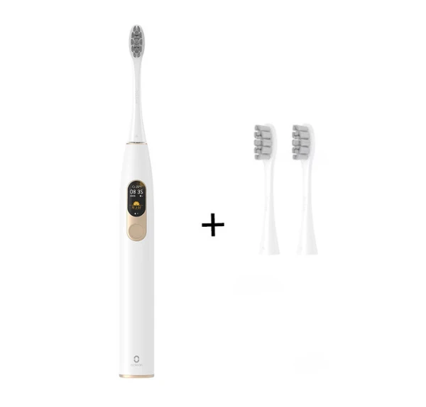 add brush head x2 Xiaomi Mijia Smart Sonic электрическая зубная щетка bluetooth 4,0 умная цветная отбеливающая резинка для сенсорного экрана для домашнего использования - Цвет: add brush head x2