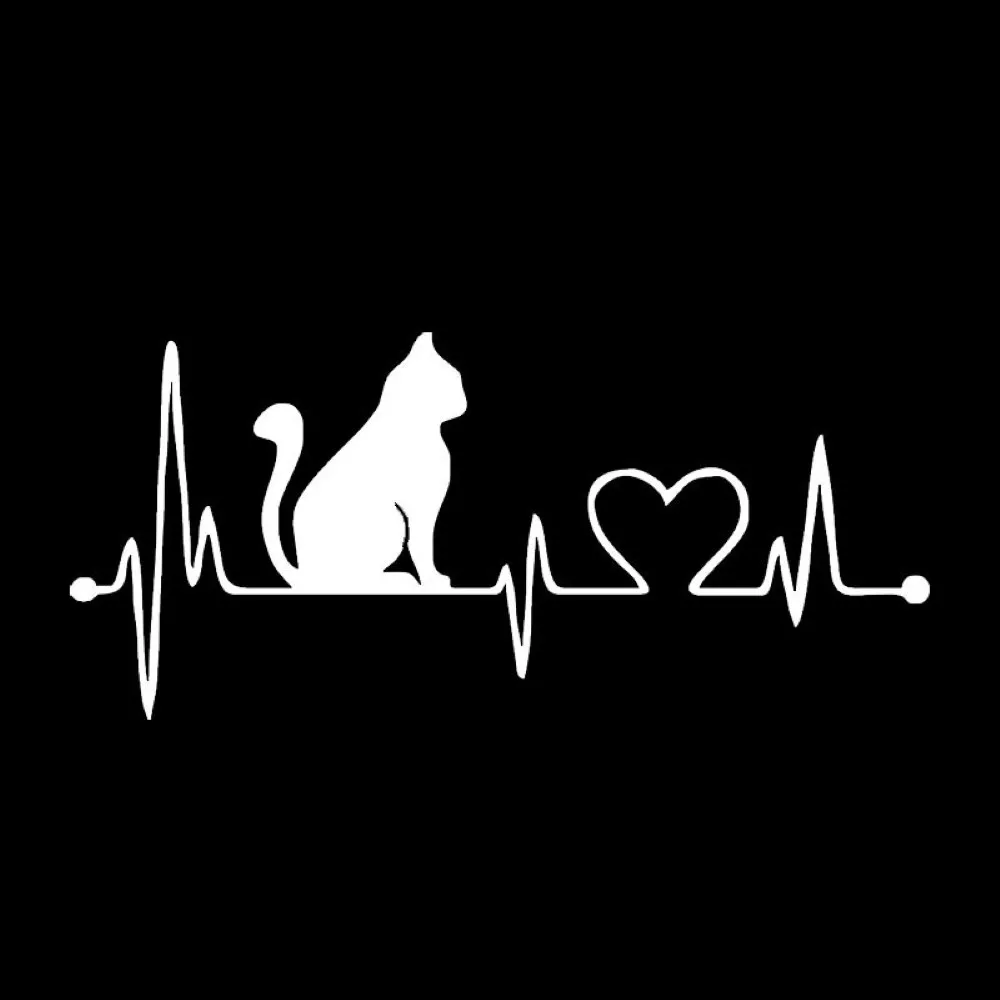 

Car Sticker Heartbeat Cat Shape Universal PET Reflective Vehicle Exterior Decals Car Accessories Decortative Stickers