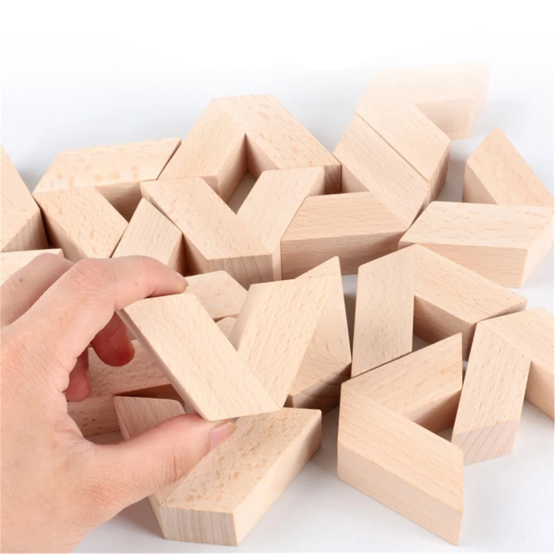 

16pcs V Shape Natural Large Wooden 3D Building Blocks Toys Baby Unpaint Wooden Montessori Educational Stacking Blocks Toy Child