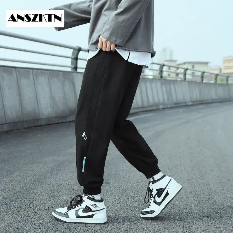 

YAPU Mens Joggers Pants 2021 New Fashion Solid Color Casual Pants Loose Sweatpants Men Harlan Track Pants Nine Points Trousers