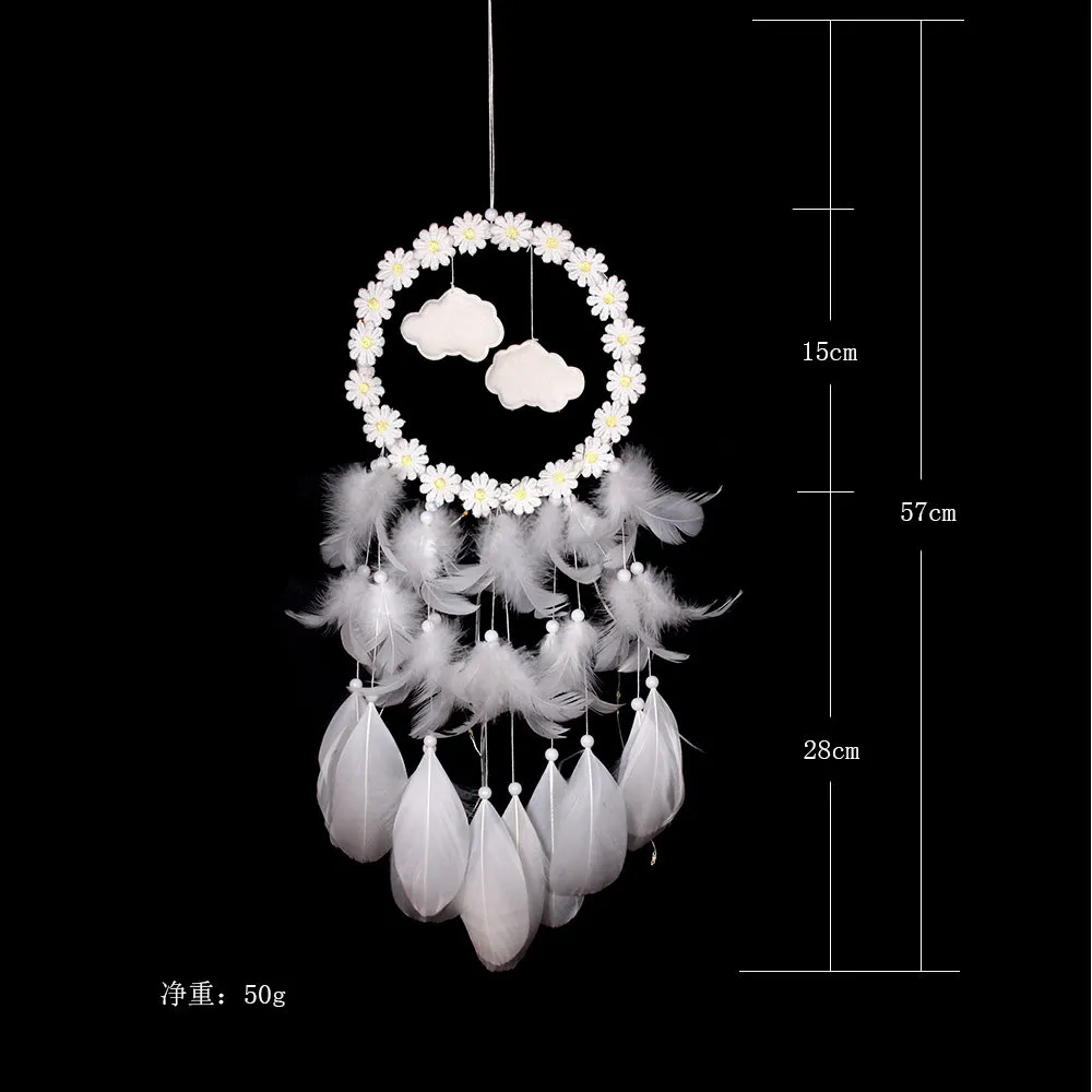 Creative feather crafts capture dream net sky clouds hanging original flowers and cloud lanterns wind chimes room decoration | Дом и сад