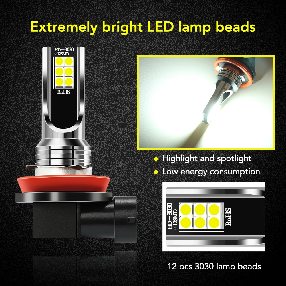 2x H8 H11 светодиодный лампы Противотуманные фары дневные дневного света светильник
